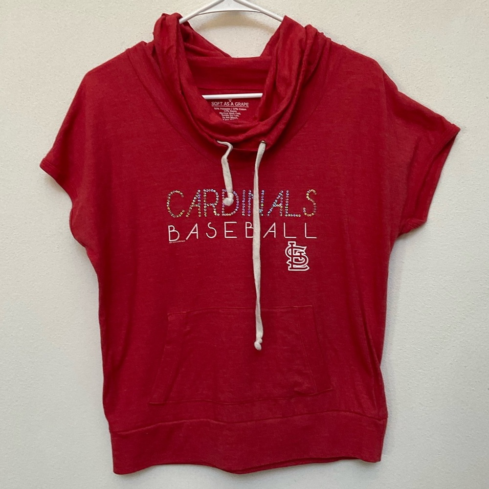 Soft As A Grape Red, Silver Sparkle Cardinals Baseball STL Size Med Cowl Neck